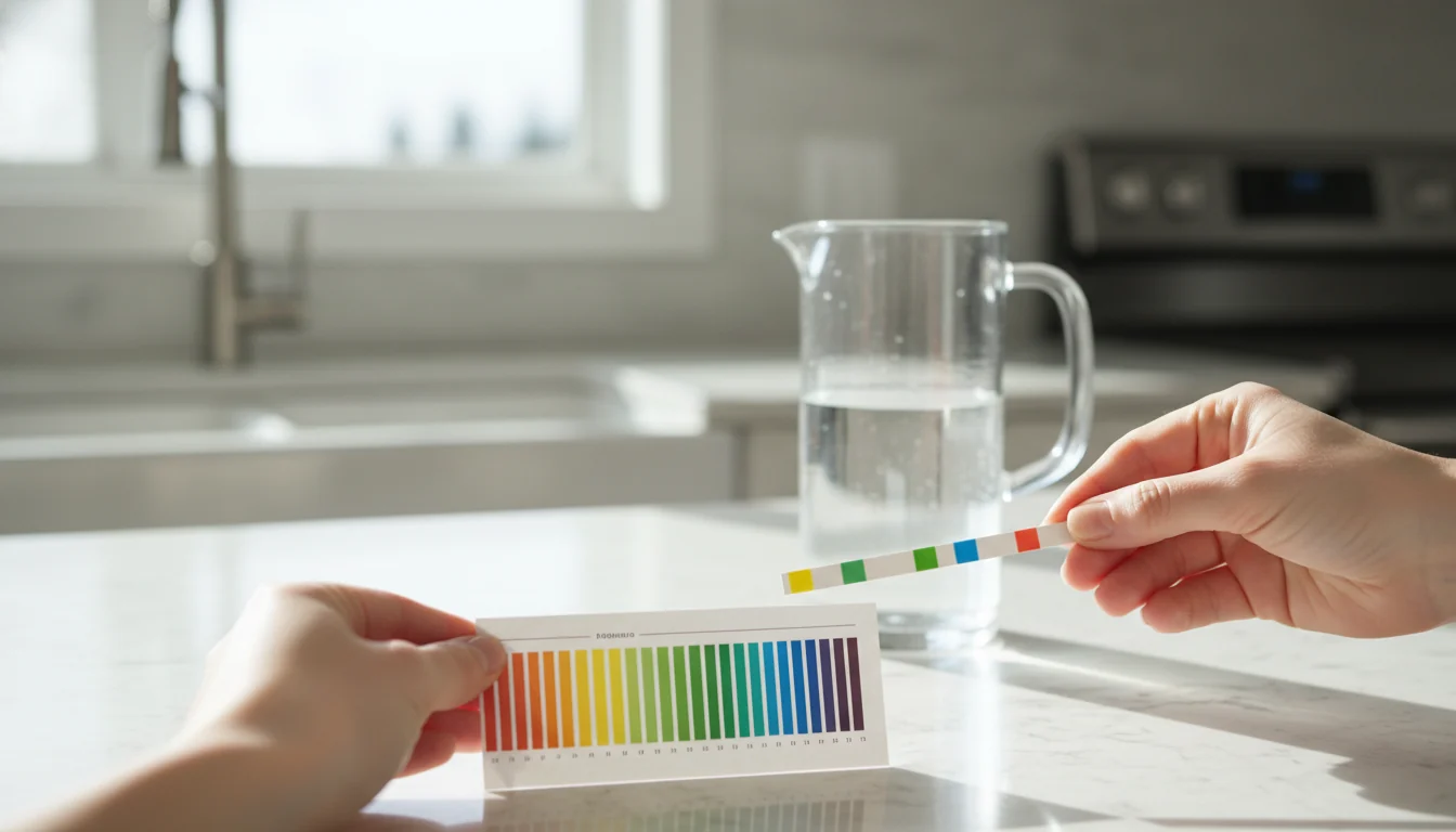 Comparing a water test strip to a color chart