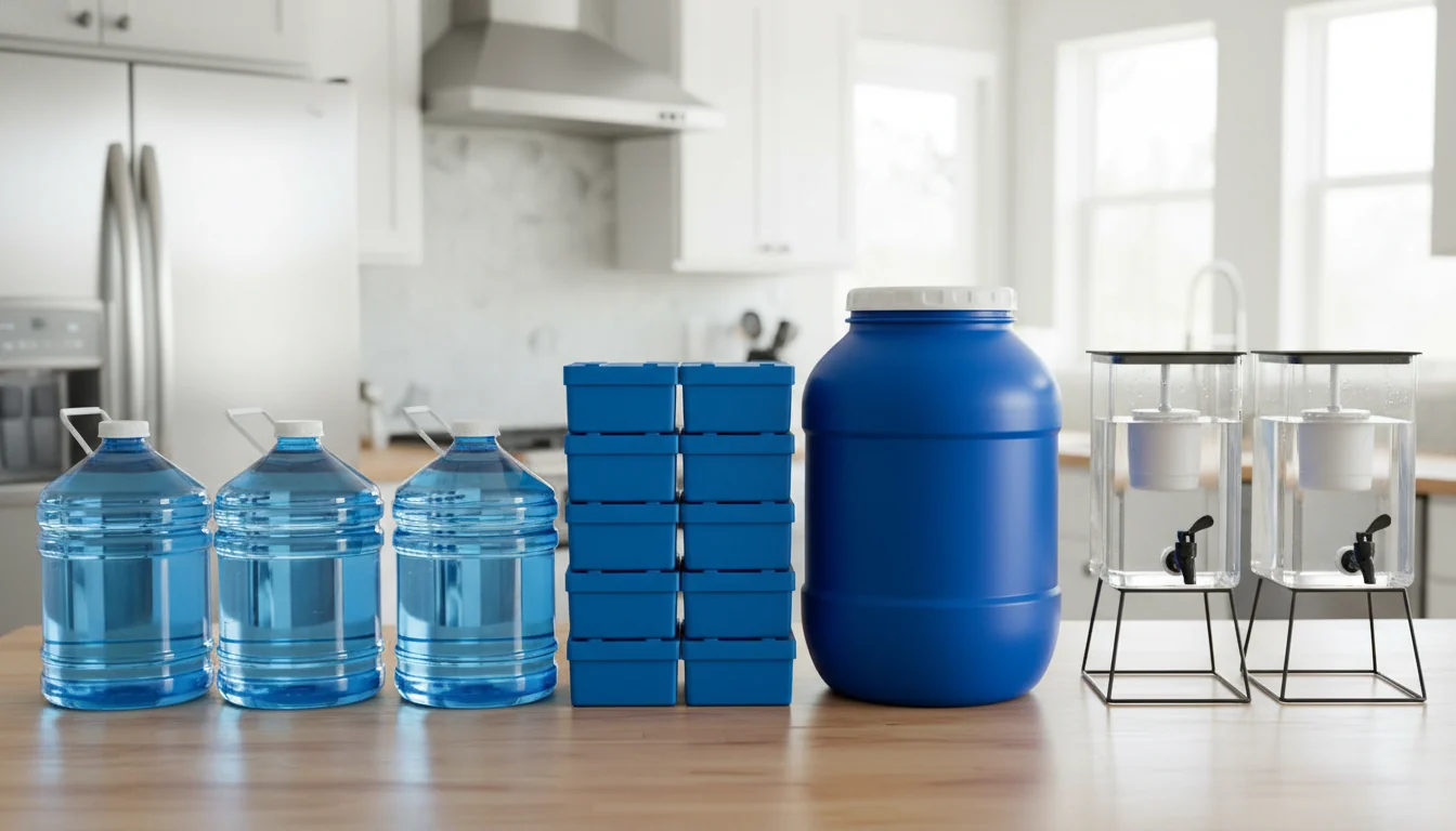 Different types of emergency water storage containers for home use