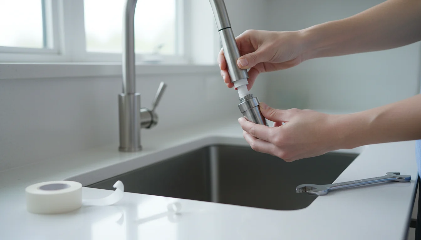 Installing a renter-friendly faucet water filter adapter