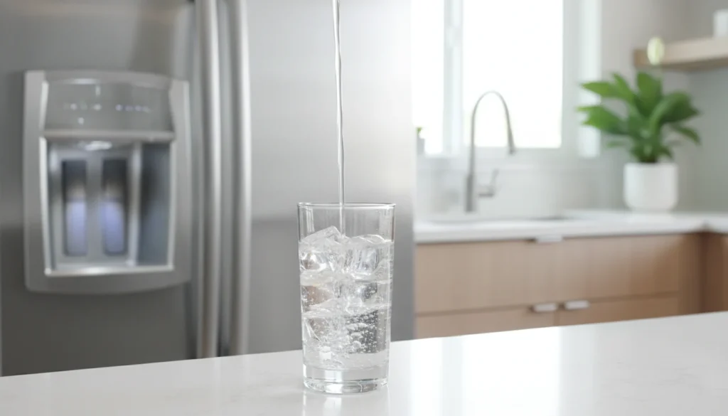 Refrigerator dispenser with clear ice and filtered water