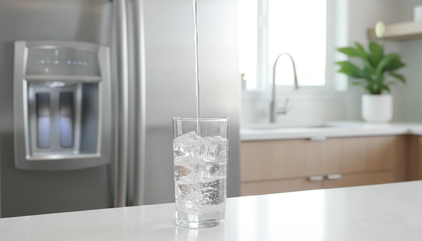 Refrigerator dispenser with clear ice and filtered water