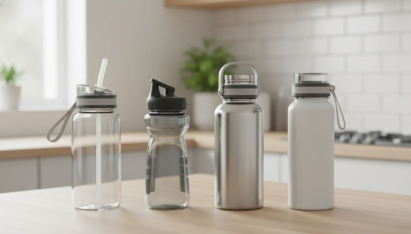 Gym water bottle features including lids grips and insulation