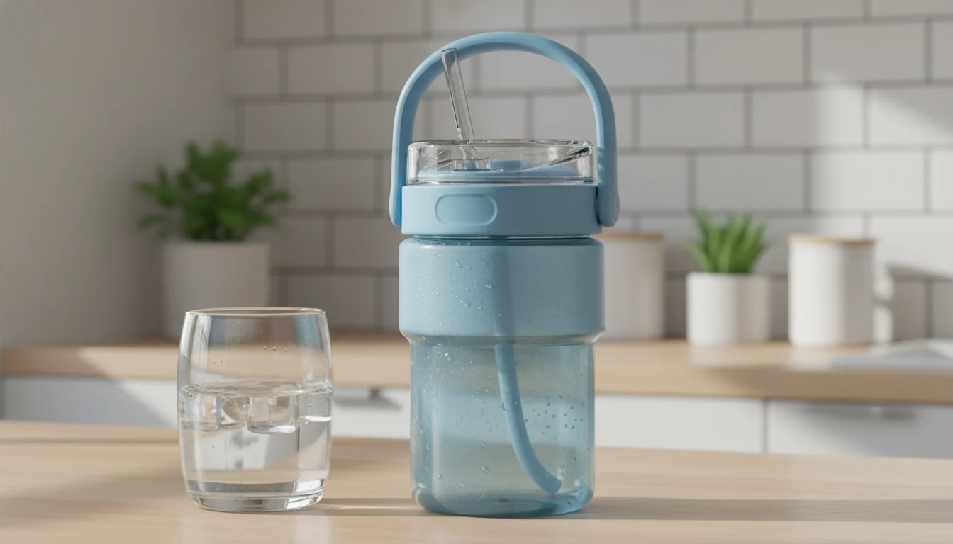 Hot weather water bottle features including insulation ice opening and handle