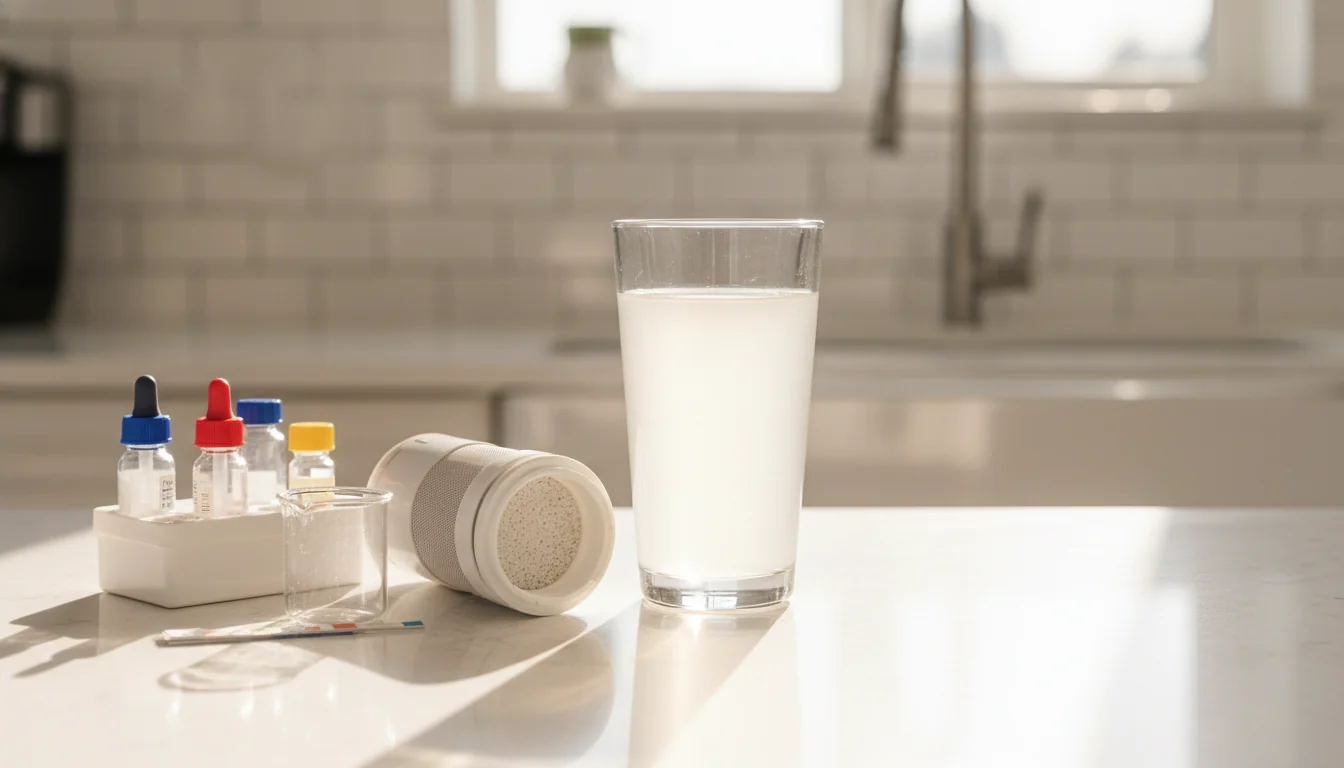 Filter pitcher cartridge and well water test kit
