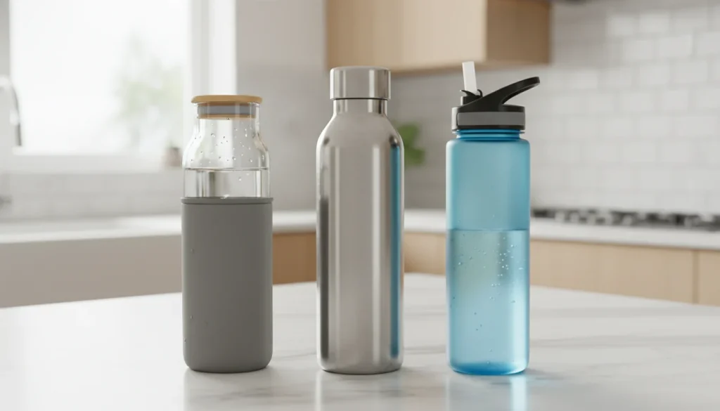 glass vs stainless steel vs plastic water bottle comparison