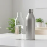 Glass and stainless steel water bottles side by side