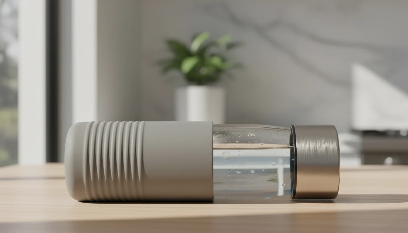 Close-up comparison of glass and stainless steel bottle materials