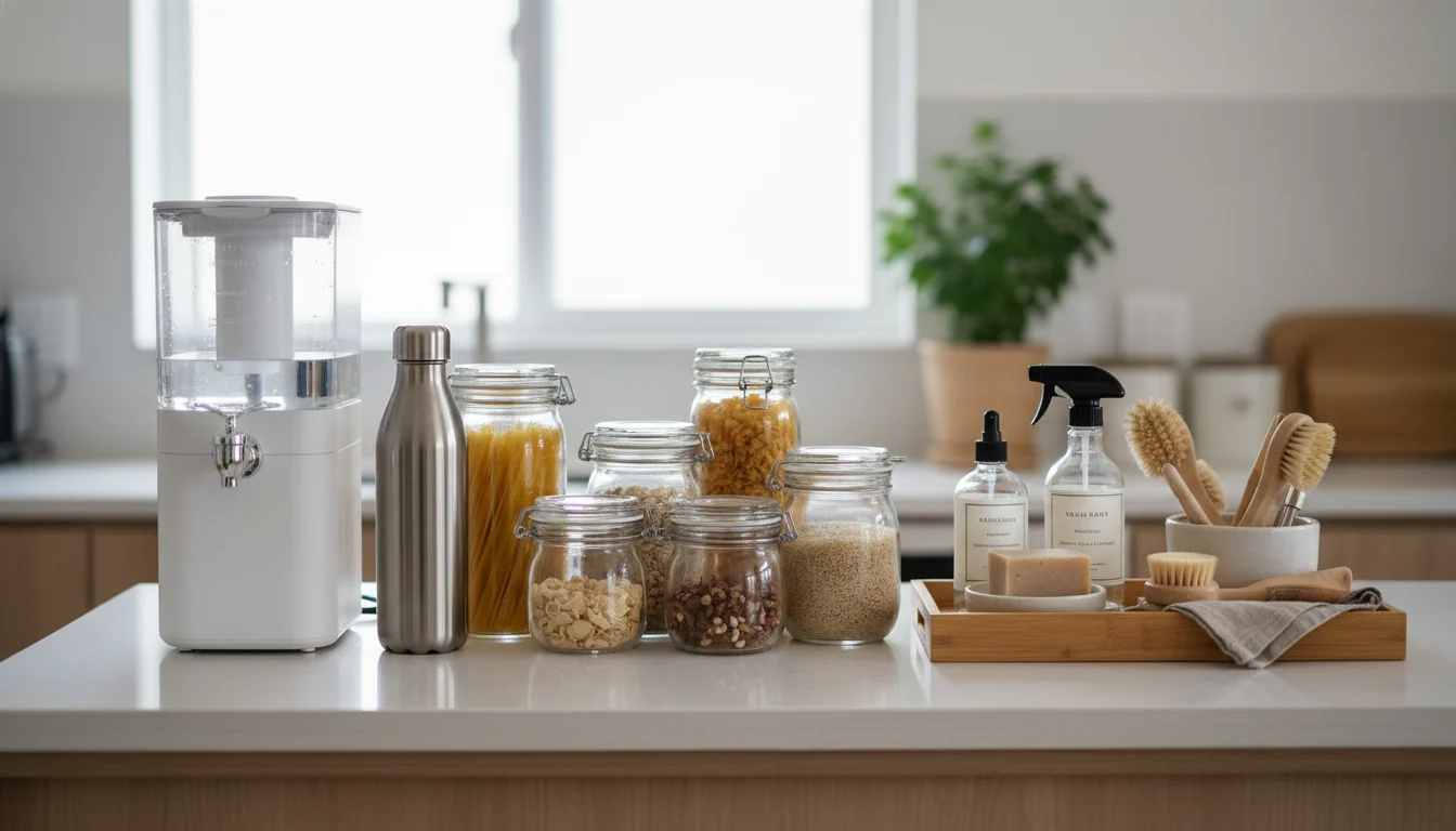 home habits for reducing microplastics in water and kitchen storage