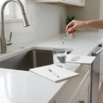 Testing tap water hardness at home with a strip