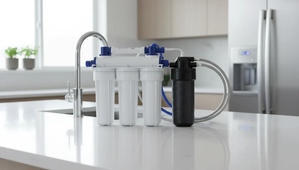 Reverse osmosis system and carbon filter compared