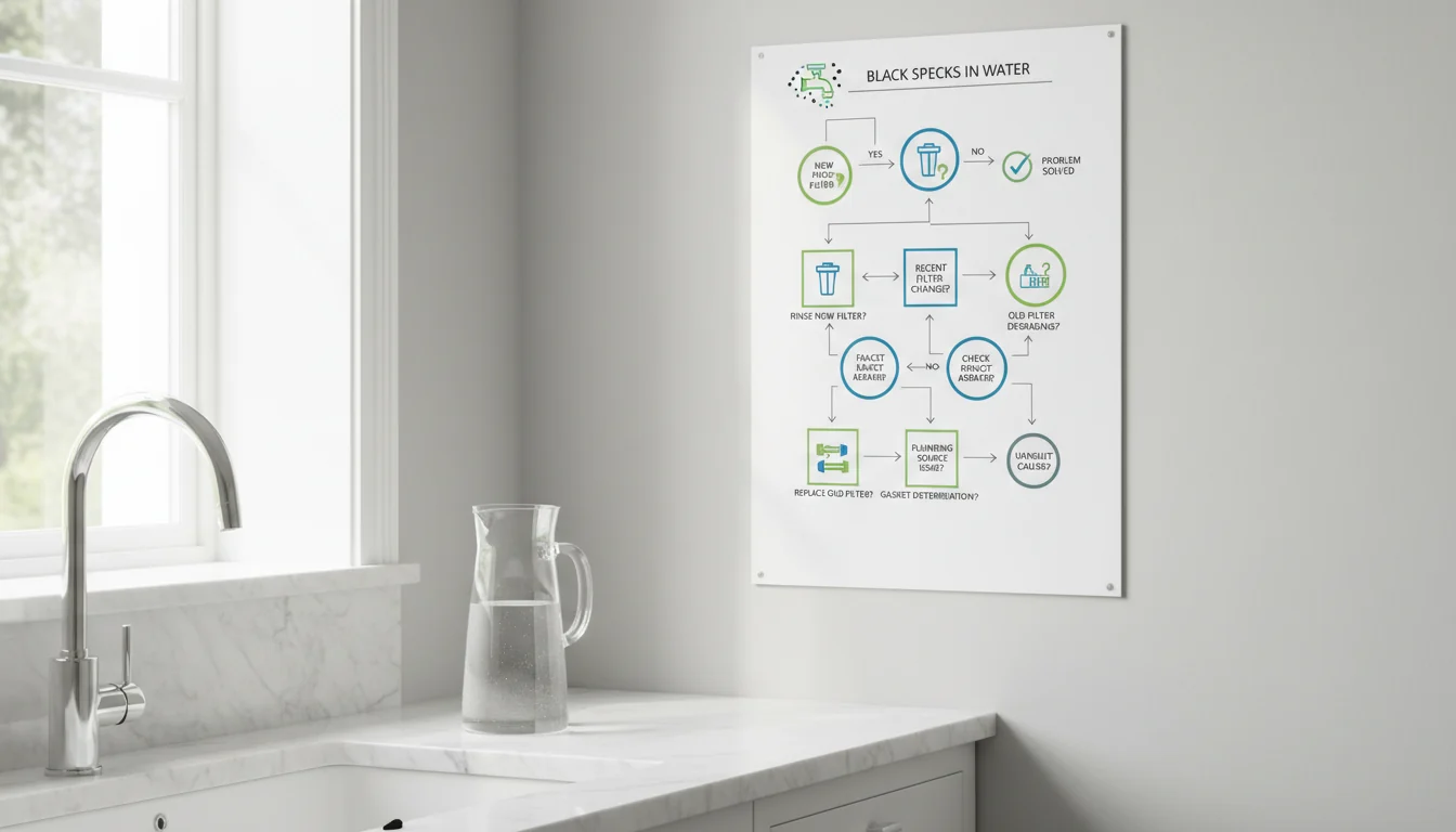 Troubleshooting chart for black specks in filtered water