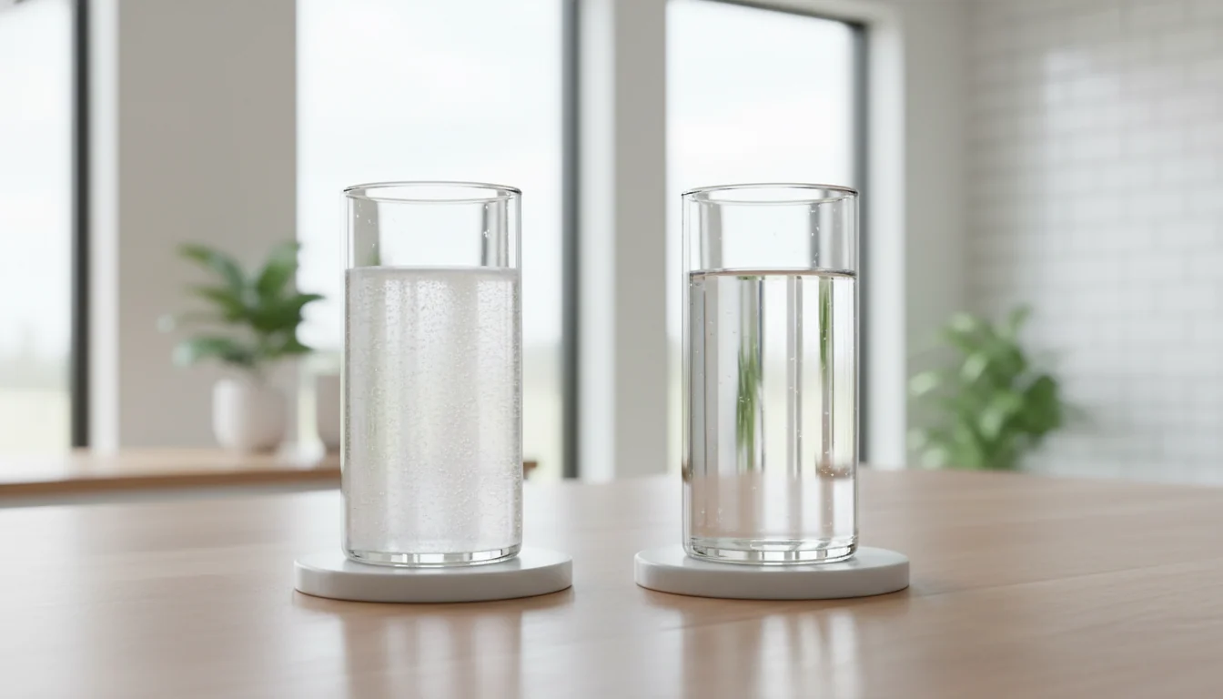 Cloudy tap water clearing after sitting in a glass