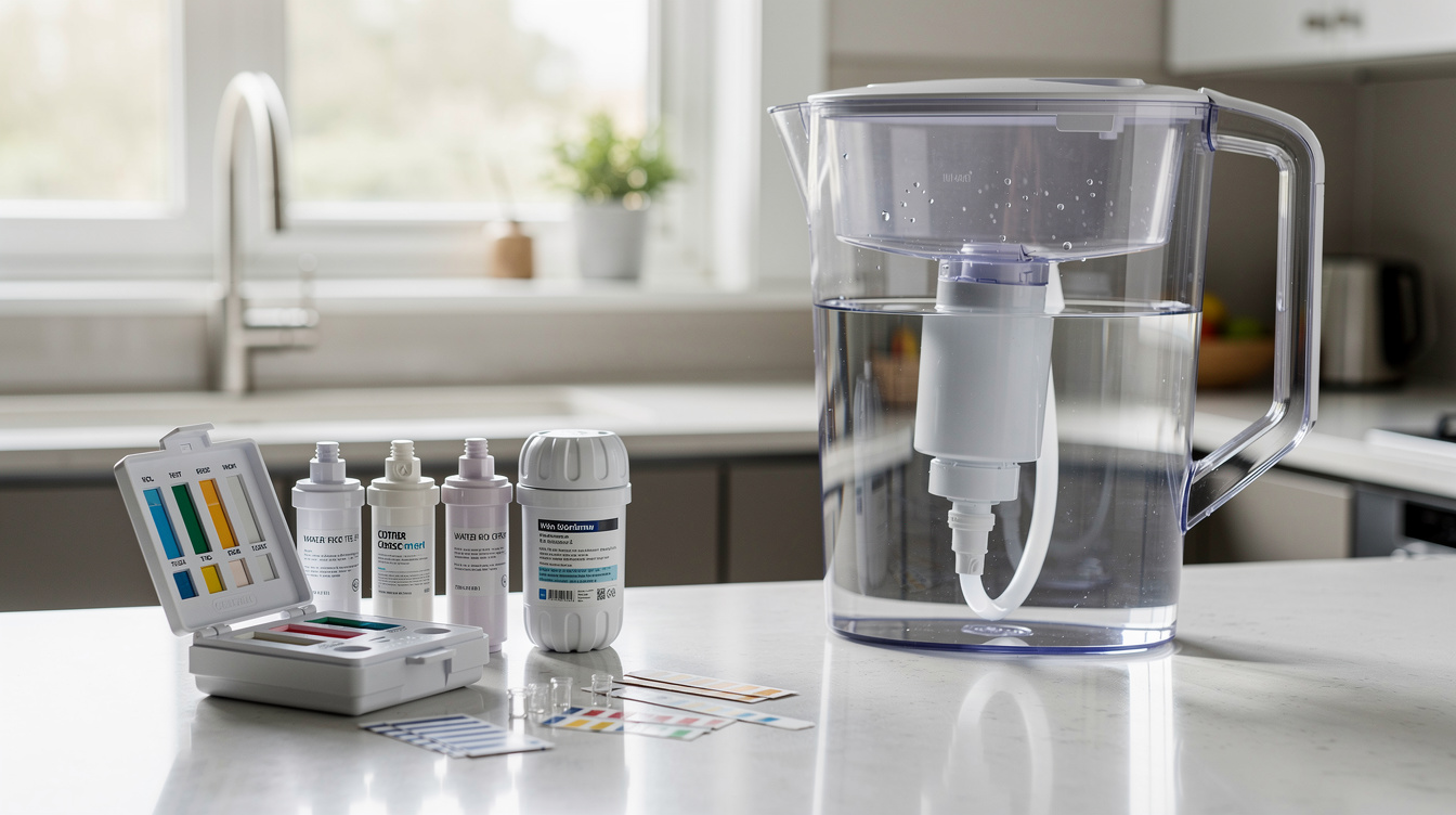 bottled water without PFAS in a clean modern home setting