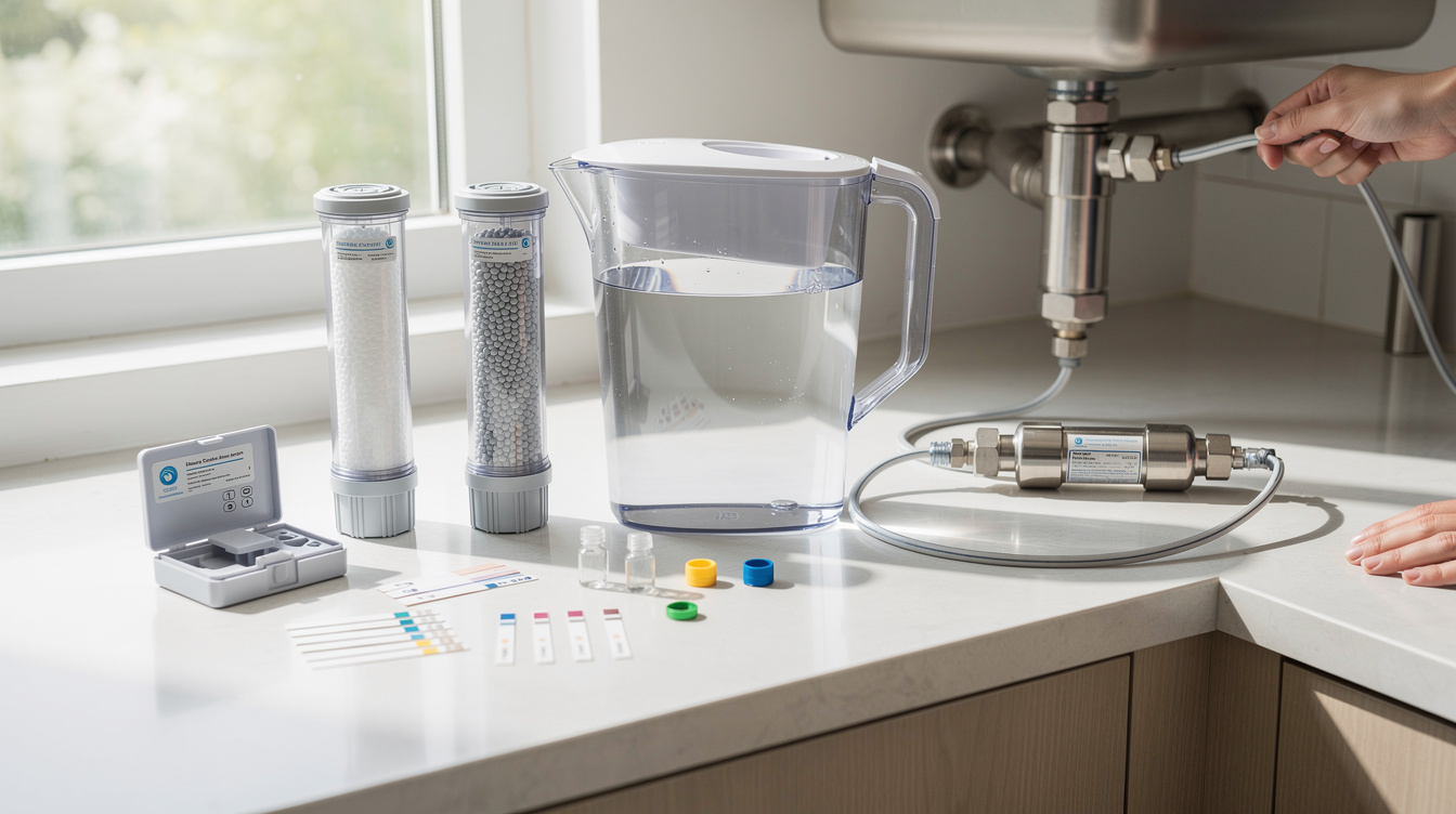 safest bottled water without microplastics and PFAS in a clean modern home setting