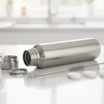 sanitize a moldy reusable bottle with brushes and cleaning tablets