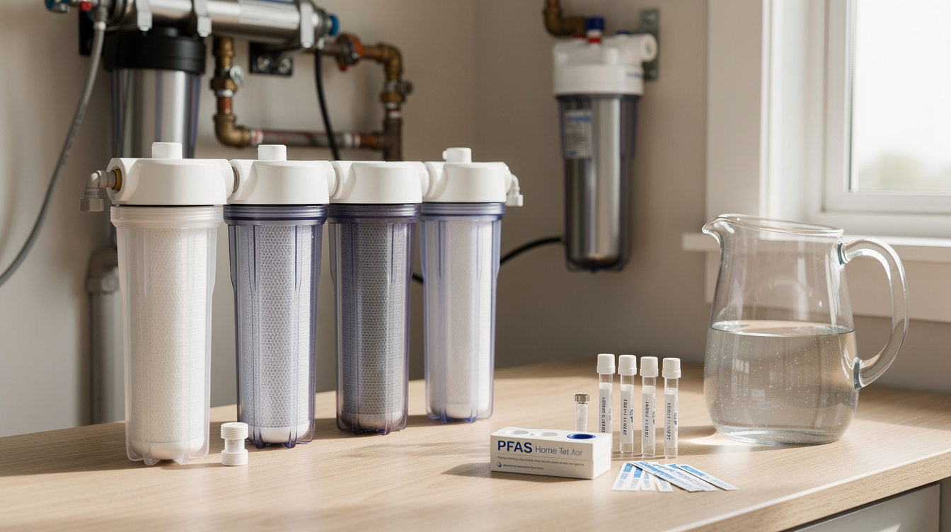 whole-house PFAS filters in a clean modern home setting